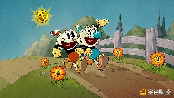 General 8192x4608 Cuphead (Video Game) Mugman flowers fence Sun drawing trees